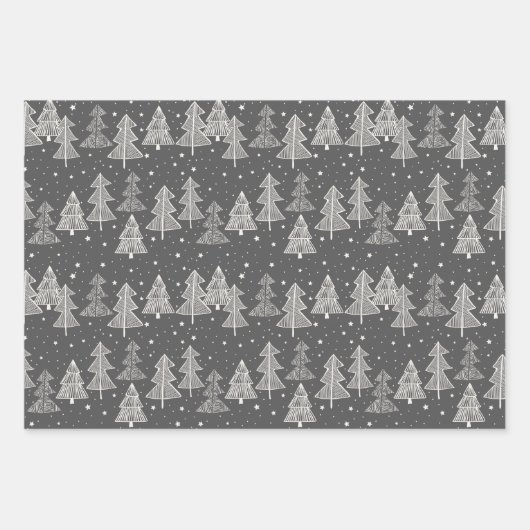 Tafel Zeichnend Weihnachtsbaumen Schneestars Geschenkpapier Set (Vorderseite)
