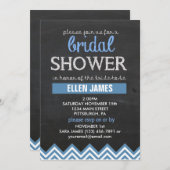 Tafel Zickzack Brautparty Blau Einladung (Vorne/Hinten)