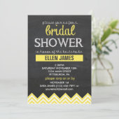 Tafel Zickzack Brautparty Gelb Einladung (Stehend Vorderseite)