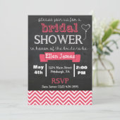 Tafel Zickzack Brautparty Korallenrosa Einladung (Stehend Vorderseite)