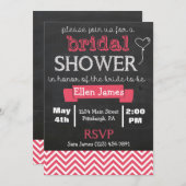 Tafel Zickzack Brautparty Korallenrosa Einladung (Vorne/Hinten)