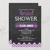 Tafel Zickzack Brautparty Lila Einladung (Vorne/Hinten)