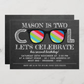 Tafel zwei Coolen zwei Jahre alt Geburtstag Einladung (Vorne/Hinten)