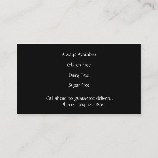 Tafelbäckerei Visitenkarte (Rückseite)