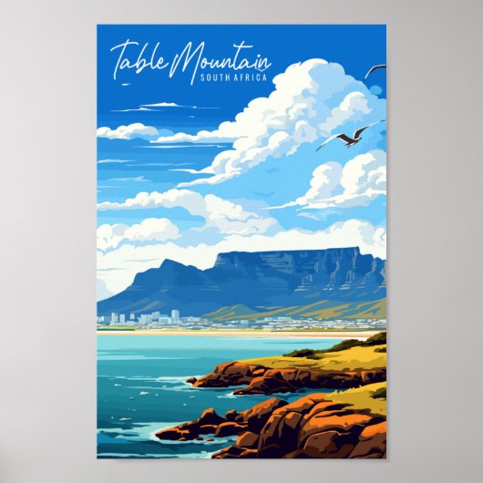 Tafelberg Südafrika Jahrgangsort Poster (Vorne)