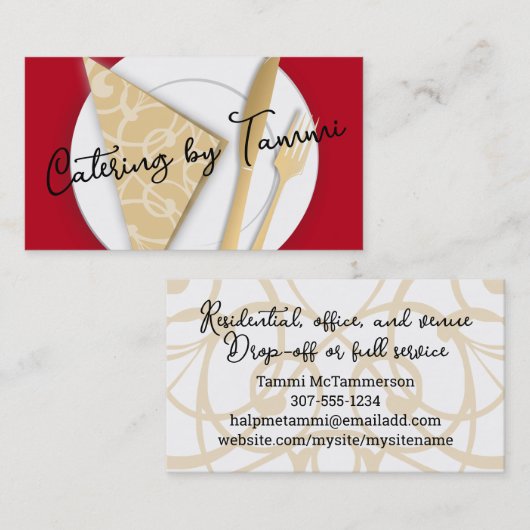 Tafelgabel Serviette Koch Catering Visitenkarte (Vorne/Hinten)