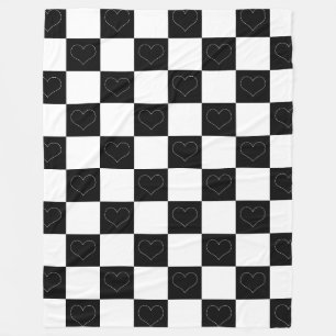 Tafelherzen in Schwarz und Weiß Fleecedecke