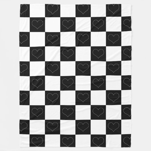 Tafelherzen in Schwarz und Weiß Fleecedecke (Vorderseite)