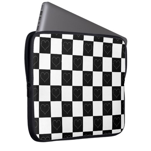 Tafelherzen in Schwarz und Weiß Laptopschutzhülle (Vorne Rechts)