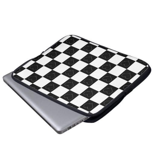 Tafelherzen in Schwarz und Weiß Laptopschutzhülle (Vorne Knopf)