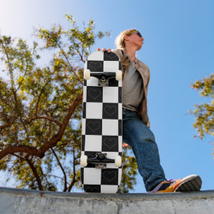 Tafelherzen in Schwarz und Weiß Skateboard