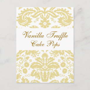 Tafelkarte für cremeweiße Damaskus-Hochzeiten, Lec Postkarte