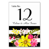 Tafelkarte mit schwarz-weiß gestrichenen Blume | g Tischnummer (Vorderseite)