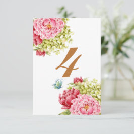 Tafelkarte Nr. 4 von Peongeas und Hydrangeas RSVP Karte