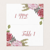 Tafelkarten für Aquarellfarben-Rose (Außenseite Aufgefaltet)