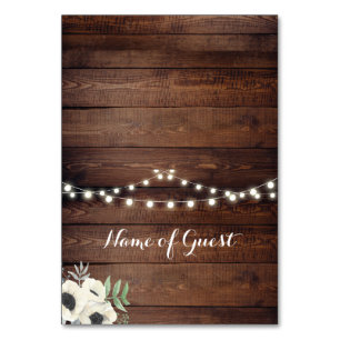 Tafelkarten Name des Gast Wedding Holz Anemone Tischnummer