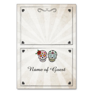 Tafelkarten Name des Gastes Wedding Sugar Skull Tischnummer