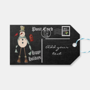Tafelkreide Schneemann Postkarte Weihnachten Geschenkanhänger