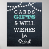 Tafelleuchten mit Aquamarinen Geschenktafeln Poster (Vorne)