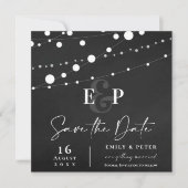 Tafelleuchten Monogramm Hochzeit speichern das Dat Einladung (Vorderseite)