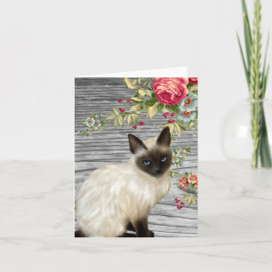 Tafelnotecard mit gemalteter siamesischer Katze Karte