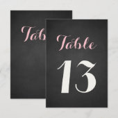 Tafelnummernkarte mit rosa-weißer Kreideschrift-Ta Einladung (Vorne/Hinten)