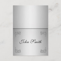 TafelPlatzkarte mit Namen - eleganter silberner Sw