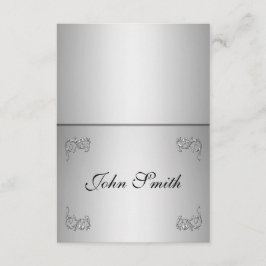 TafelPlatzkarte mit Namen - eleganter silberner Sw Einladung