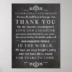 Tafelposter - Danke-Schild zur Hochzeit Poster