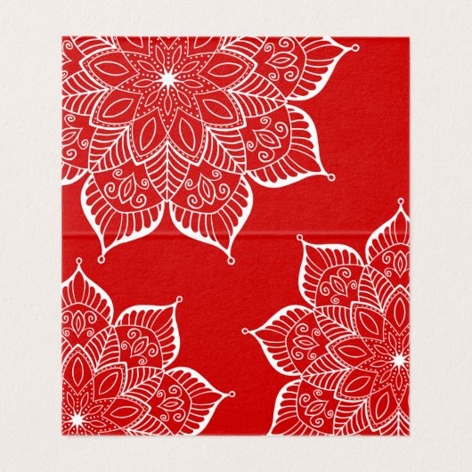 Tafelrezepturen mit weißem und rotem Buffet Visitenkarten (Innenseite Aufgefaltet)