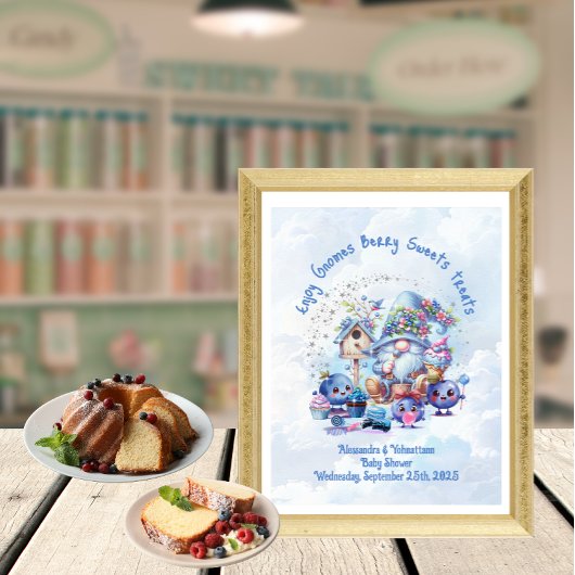 Tafelschild Blueberry Gnome Baby Dusche Thema Poster