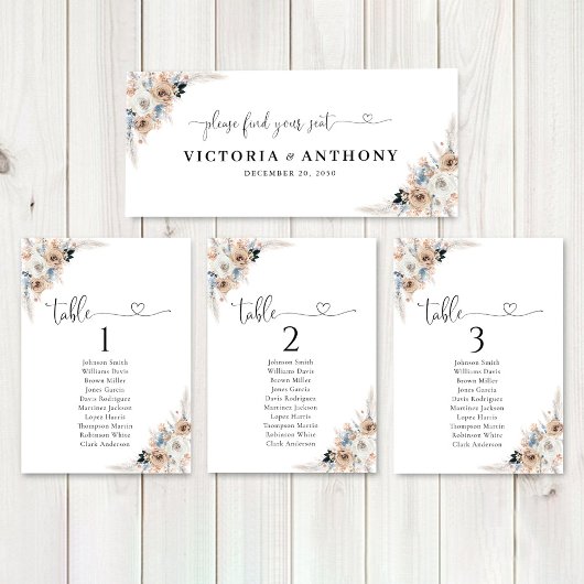 Tafelschild für Elfenbein und Blauboho