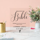Tafelschild für Hochzeiten, Bibelguestbook Acrylschild (Hochzeit)