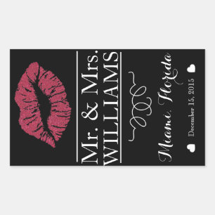 Tafelschild für Hochzeitsweinflaschen - Mittellipp Rechteckiger Aufkleber