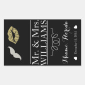 Tafelschild für Hochzeitsweinflaschen - Mittellipp Rechteckiger Aufkleber (Vorderseite)