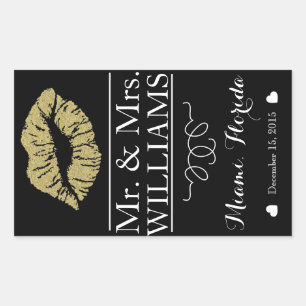 Tafelschild für Hochzeitsweinflaschen - Mittellipp Rechteckiger Aufkleber