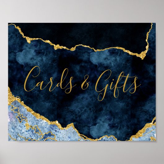 Tafelschild mit Blue Gold Foil Cards Poster (Vorne)