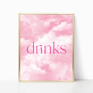 Tafelschild mit Funkelnd rosa Wolken Poster