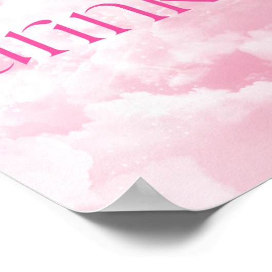 Tafelschild mit Funkelnd rosa Wolken Poster (Ecke)