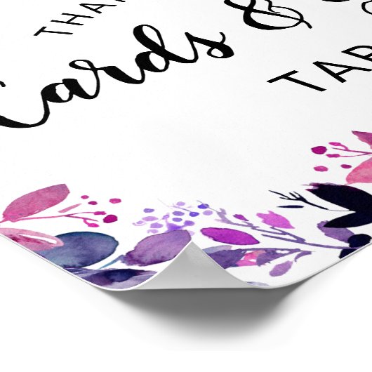 Tafelschild mit Lila Blumenkarten und Geschenkguts Poster (Ecke)