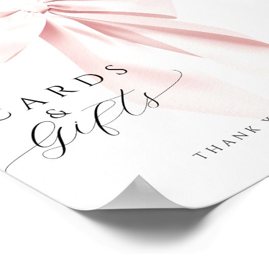 Tafelschild mit rosa Bow Babyduschkarten und Gesch Poster (Ecke)