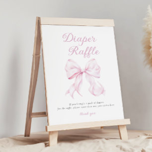 Tafelschild mit rosafarbenem Bow-Windeln Poster