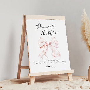 Tafelschild mit rosafarbenem Bow-Windeln Poster