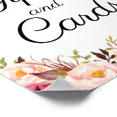 Tafelschild mit rustikalen rosa Blumengeschenken u Poster (Ecke)
