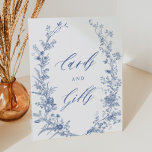 Tafelschild mit Vintagen blauen Blumenkarten Sockelschild<br><div class="desc">Tafelschild mit Vintagen blauen Blumenkarten</div>