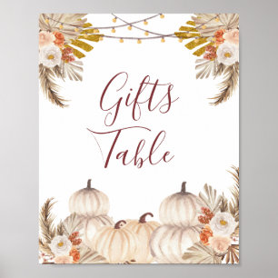 Tafelschild mit Weißcreme Pumpkin Floral Poster