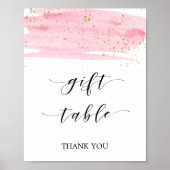Tafelschild "Watercolor Pink Blush & Gold" Poster (Vorne)