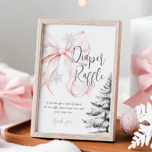 Tafelschild "Winter Pink Bow Diaper" Poster