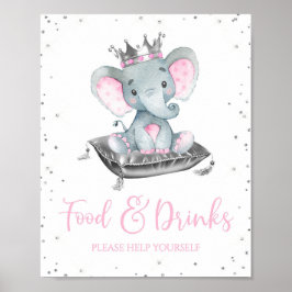 Tafelschilder für Mädchen Elephant Babydusche Poster