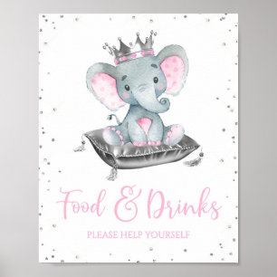 Tafelschilder für Mädchen Elephant Babydusche Poster